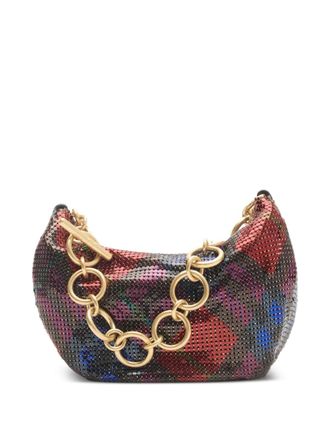 Burberry check-print chainmail mini bag - women - Brass/Calf Suede - One Size - Red