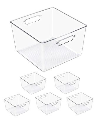 Sorbus 6-Pack Large Square Stackable Storage Bins With Handles