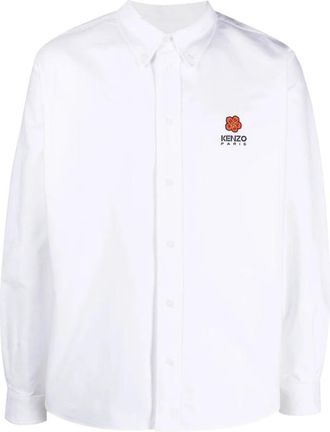 Kenzo Logo Shirt - Heren - Casual Overhemden - Wit - XL - Katoen - Overhemden