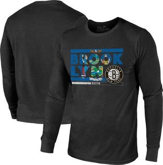 Majestic Threads Mens Majestic Threads Black Brooklyn Nets City and State Tri-Blend Long Sleeve T-Shirt at Nordstrom, Size Small