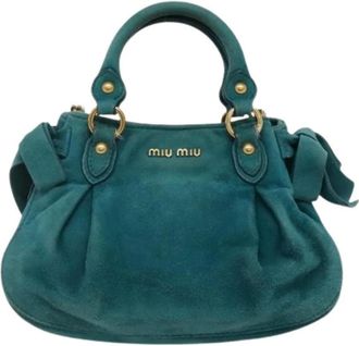 Miu Miu Pre-owned Handbags, female, Blue, Size: ONE SIZE Pre-owned Suede Handbag