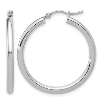 Diamond2Deal 14k Gold Polished 2.5mm Round Lightweight Tube Hoop Earrings