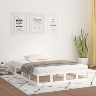 vidaXL Estructura De Cama De Madera Maciza Blanca 200x200 Cm Vidaxl