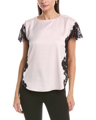 Anne Klein Lace Trim Montreal Satin Blouse