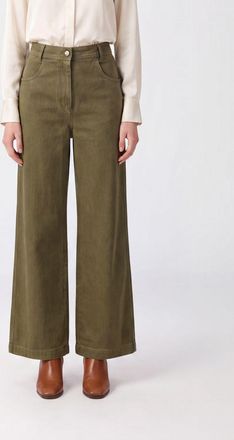Max Mara Jeans wide leg a vita alta in denim di cotone