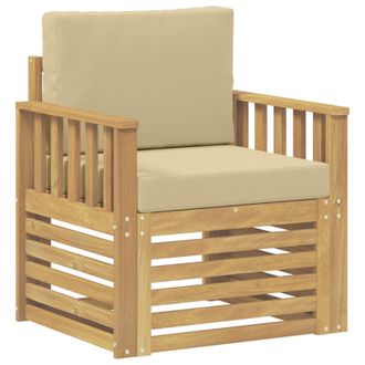 vidaXL 2 Pieza Conjunto De Sof&aacute;s De Exterior Poli&eacute;ster Blanco Y Beige Vidaxl