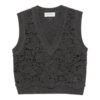 Ermanno Scervino Truien & Vesten, Dames, Grijs, S, Wol, V-hals wollen vest