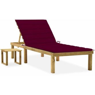 vidaXL Vidaxl - Lettino da Giardino con Tavolino Cuscino Legno Pino Impregnato