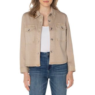Liverpool L.A. Cotton Blend Shirt Jacket in Biscuit Tan at Nordstrom, Size Large