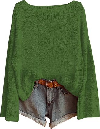 Generic Fairisle Norwegian Womens Jumpers Ethnic Art Print Casual Pullover Knitted Sweaters for Women UK Fashion Long Sleeve Tops Chenille Crewneck Blouse War