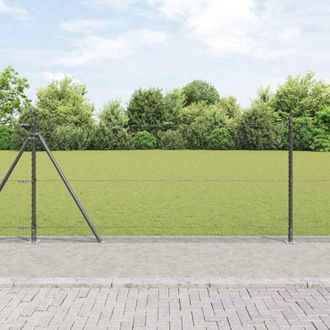 vidaXL Vidaxl - Reja Con Postes Gris 0.8 X 100 M Acero Recubierto De Pvc