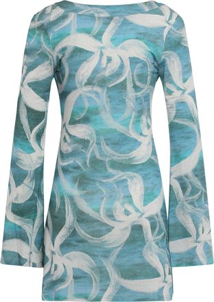 Louisa Ballou Womens Viscose Dress With Front Bow Light Blue