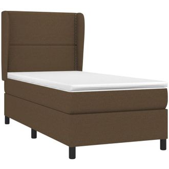vidaXL Vidaxl - Cama Box Spring Con Colch&oacute;n Tela Marr&oacute;n Oscuro 90x190 Cm