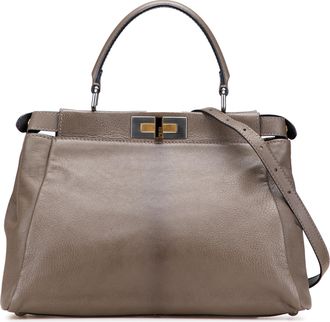 Fendi Pre-owned Womens Peekaboo Top Handle Leather Bag - Grey - One Size