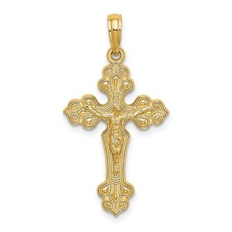 Diamond2Deal 14k Yellow Gold Crucifix Fancy Tips Charm