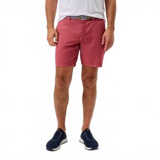 Johnnie-O Nassau Cotton Blend Shorts In Washed Red