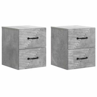 vidaXL Mesita De Noche De Pared 2 Pcs Gris Hormig&oacute;n 34,5 X 33 X 40 Cm Vidaxl