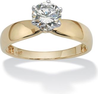 Palm Beach Jewelry 1.25 TCW Round Cubic Zirconia Solitaire Ring in 10k Yellow Gold