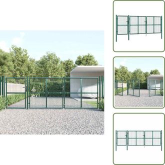 vidaXL The Living Store Cancello da Giardino in Rete Verde 400x125 cm in Acciaio Zincato - Cancello in acciaio zincato