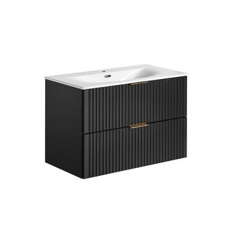 Petits Meubles Mueble lavabo individual encastrado tableros de melamina y mdf negro