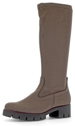 Gabor Stiefel GABOR, Damen, Gr. 39, XS-Schaft, grau (taupe), Textil, Veloursleder, Schuhe Stiefel, Blockabsatz, Plateau, Langschaftstiefel, mit XS-Stretch-S