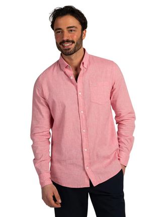 N-Z-A- NEW ZEALAND AUCKLAND Roze linnen casual overhemd New Zealand
