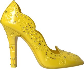 Dolce & Gabbana Womens Floral Pumps Yellow Patent Leather Heels - Size EU 40