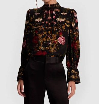 Alice & Olivia Marion Blouse In Evermine