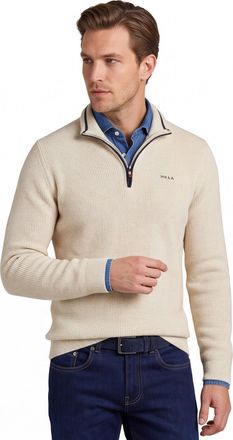 N-Z-A- NEW ZEALAND AUCKLAND New Zealand trui beige half zip effen