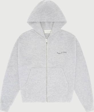 Museum of Peace and Quiet Mens Wordmark Zip Up Hoodie In Heather Grey