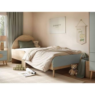 Flair Noah Single Curved Headboard Bed Oak in Green