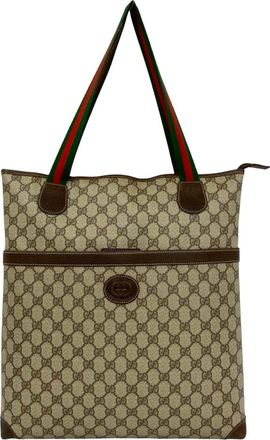 Gucci Brown Green Red Color Pvc Leather Handbag Tote Bag (Pre-Owned)