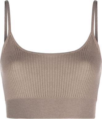 Wild Cashmere Carmen ribbed-knit crop top - women - Silk/Cashmere - 36 - Brown