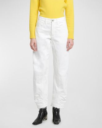 Jil Sander Mid-Rise Straight-Leg Raw-Hem Denim Trousers