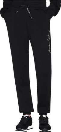 A|X Armani Exchange Broek met vetersluiting en voorzakken - Dames - Sweatpants - Zwart - W26 - Polyester - Broeken