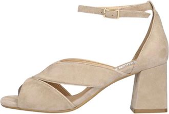 Notre-V Schoenen, Dames, Beige, 39 EU, Leer, 19080 High Heel Sandalen