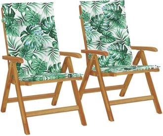 vidaXL Sillas De Jard&iacute;n Reclinables Y Cojines 2 Uds Madera Maciza Teca Vidaxl