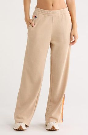 Aviator Nation 5-Stripe Wide Leg Sweatpants in Sand at Nordstrom, Size X-Small