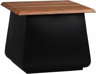 WOMO-DESIGN Womo-design - Mesa Auxiliar De Sal&oacute;n Sheffield 50x40x50 Cm Rectangular Madera De Acacia Negro-natural Mueble Hecho A Mano Tablero De Flores Mesita De 