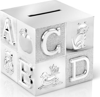 Zilverstad Hucha De Plata Para Ni&ntilde;os, Regalo Elegante, Cubo Abc Tama&ntilde;o: 81x83x77 Mm Sku: Zva6016260