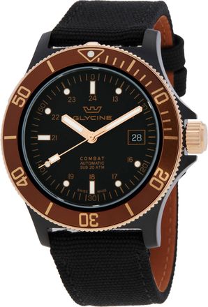 Glycine Combat Sub Automatic Black Dial Mens Nylon Watch GL0093