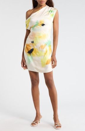A.L.C. Poppy Short Sleeve Ruched Minidress in Floral Multi at Nordstrom Rack, Size 00