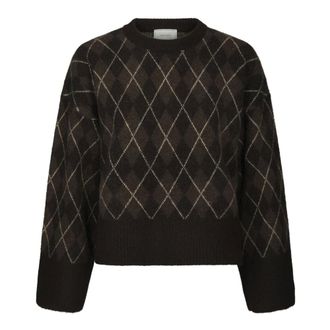 Neo Noir Kick Check Knit Blouse - Dames - Truien - Bruin - Maat: L Wol