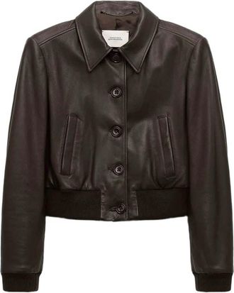 Dorothee Schumacher Piumino in pelle con colletto classico - Marrone