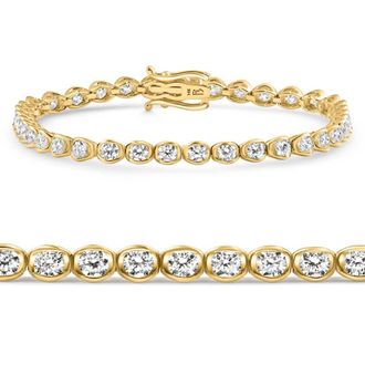 Pompeii3 5Ct Diamond Half Bezel Tennis Bracelet 14k White or Yellow Gold 7 Lab Grown