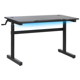 Beliani Beliani - Escritorio Para Jugadores Patas De Metal Mdf Negro Rectangular Altura Ajustable 120 X 60 Cm Con Luces Rgb Oficina En Casa Dise&ntilde;o Moderno Dor
