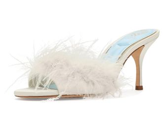 Vince Camuto Paelly Feather High Heel Mule Sandals Womens Sandals Milk : 6.5 M, Synthetic