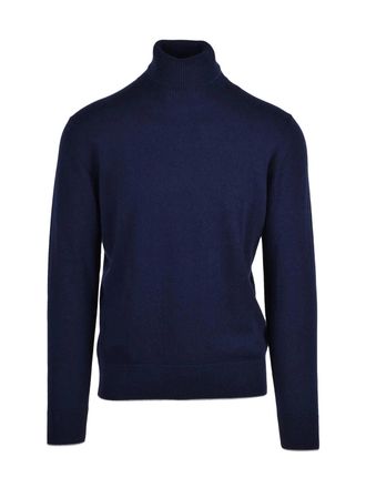 Eleventy Cashmere Turtleneck Sweater with High Neck and Ribbed Details