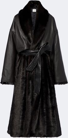 Magda Butrym Cappotto con cintura e pelle