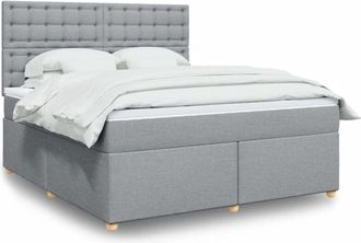 vidaXL Vidaxl - Cama Box Spring Con Colch&oacute;n Tela Gris Claro 180x200 Cm